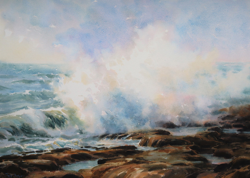 Dance of Light and Water (studio watercolor, 21x29) by Poppy Balser